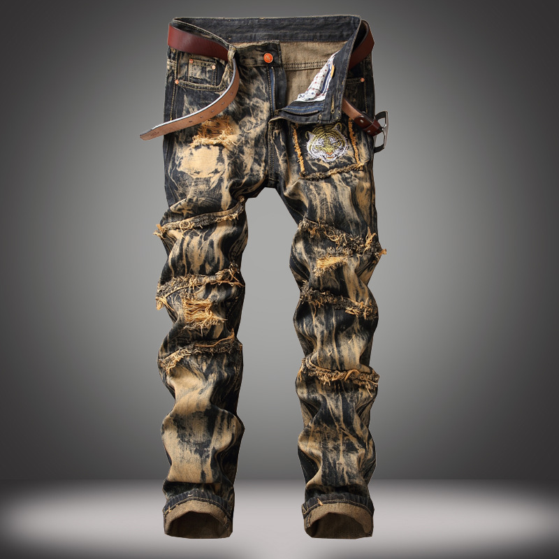 Distressed Jean Rip - American Vintage Straight-leg Jeans for Men,