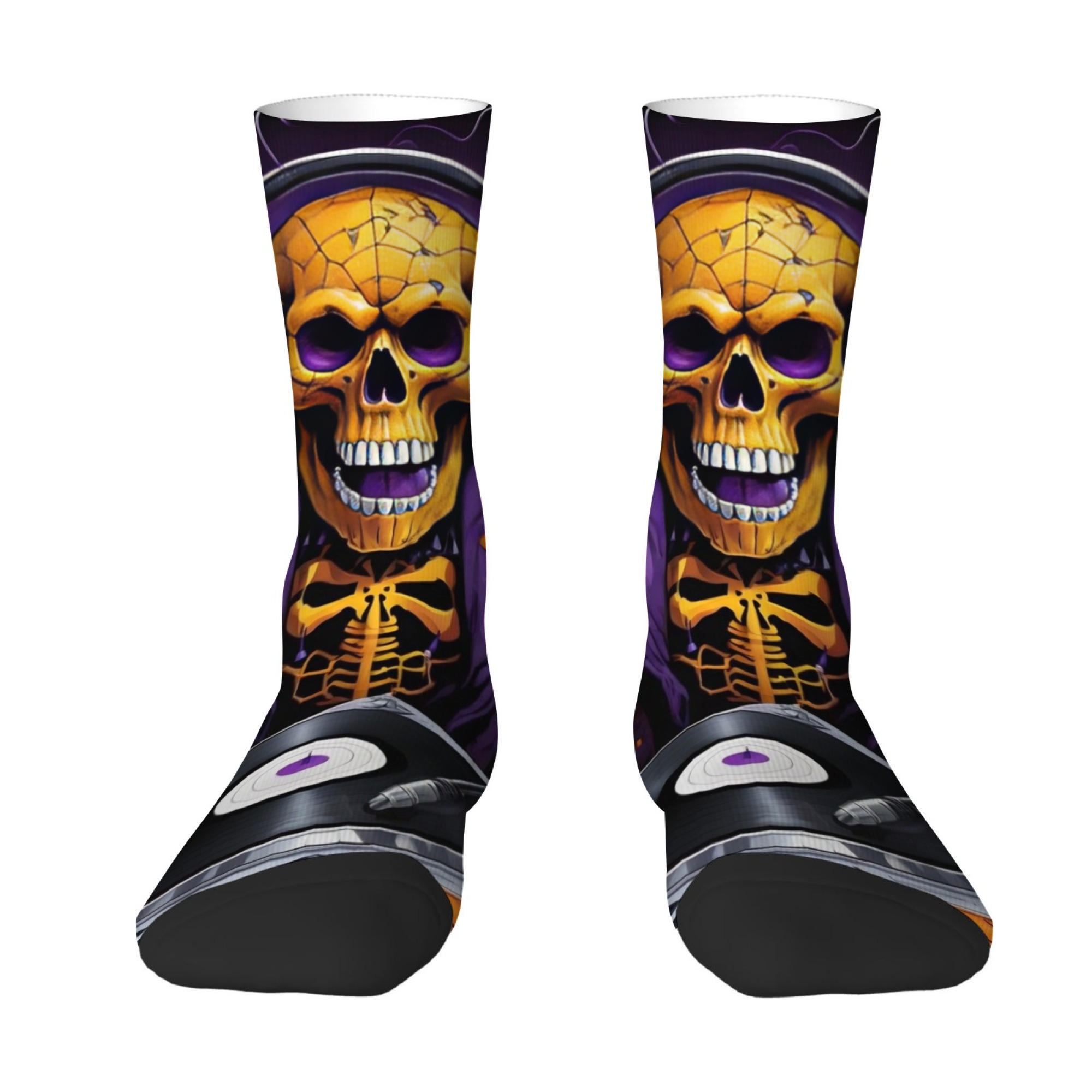 Quirky Street Fashion - Gothic Skull Print Men's Socks Soft