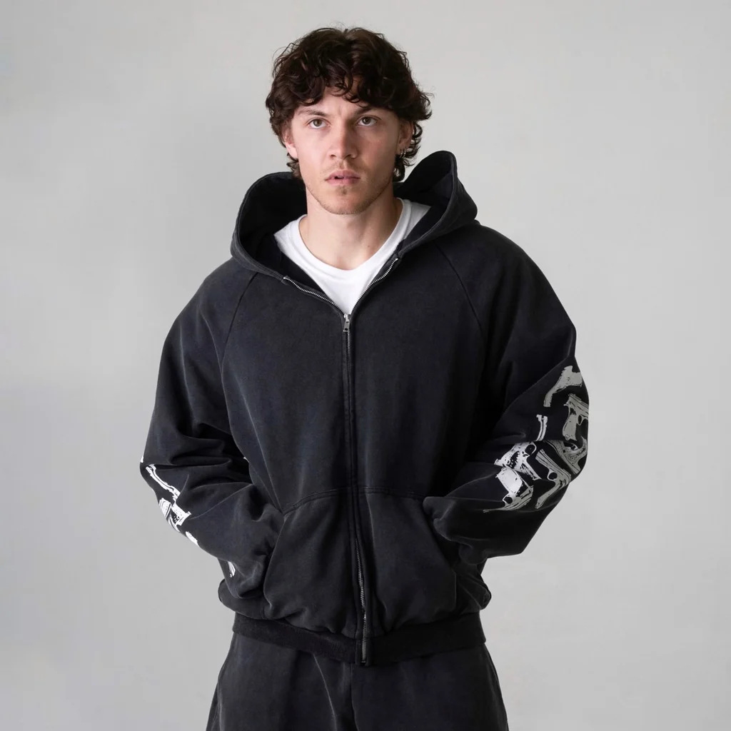 American street style, minorit - Street Fashion Zip Up Hoodie ulasan dan harga