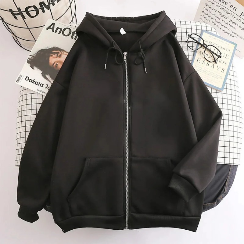 High Street Hoodie Men Solid C - Street Fashion Zip Up Hoodie ulasan dan harga