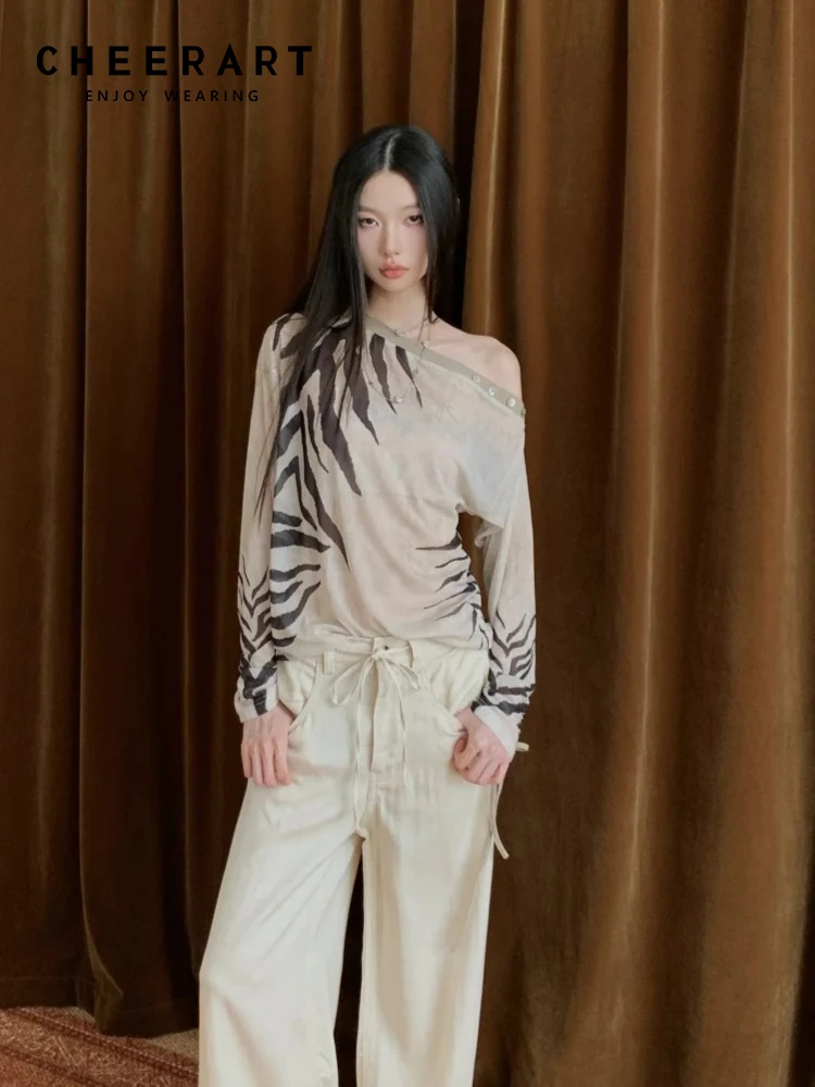 CHEERART Zebra Off Shoulder De - Street Fashion Fall 2025 ulasan dan harga