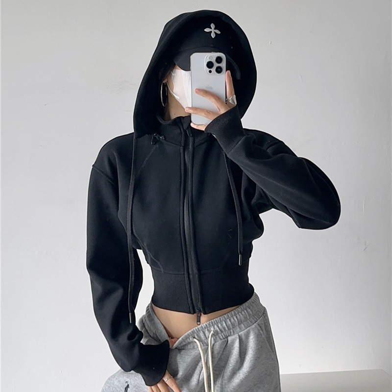 Women Crop Hoodie Sweatshirts  - Street Fashion Zip Up Hoodie ulasan dan harga