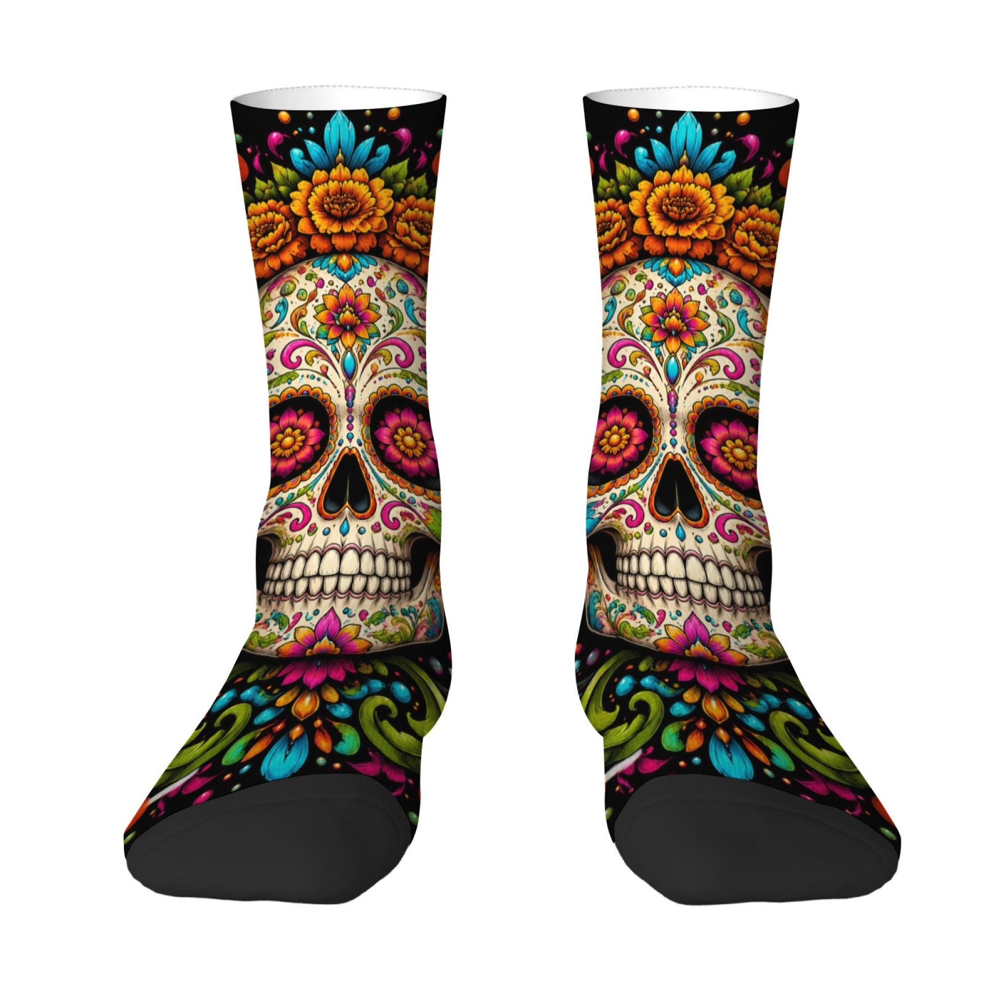 Fun and Novel Floral Skull Pri - Quirky Street Fashion ulasan dan harga