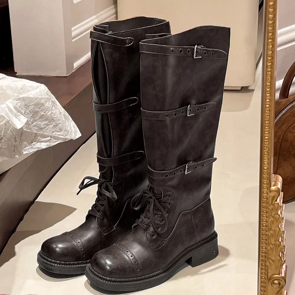 Women's Knee High Boots Vintag - Street Fashion Vintage ulasan dan harga