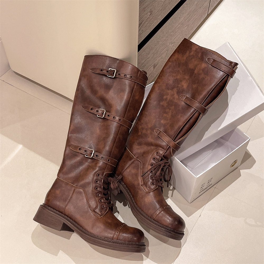 Women's Knee High Boots Vintag - Street Fashion Vintage ulasan dan harga