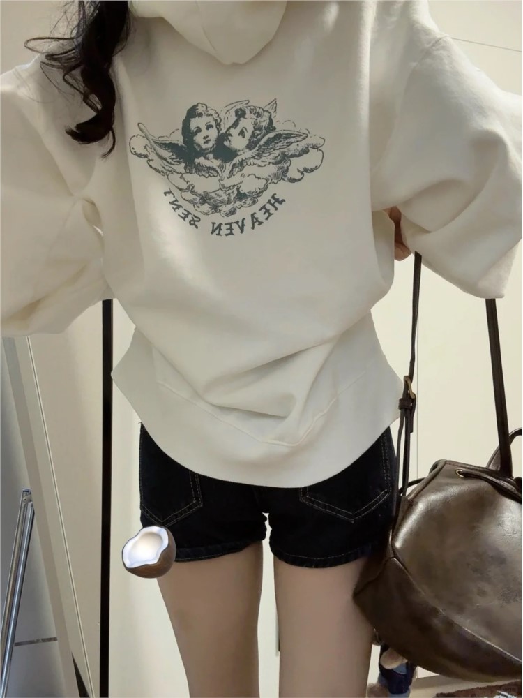 White Vintage Zip-up Hoodies W - Street Fashion Zip Up Hoodie ulasan dan harga