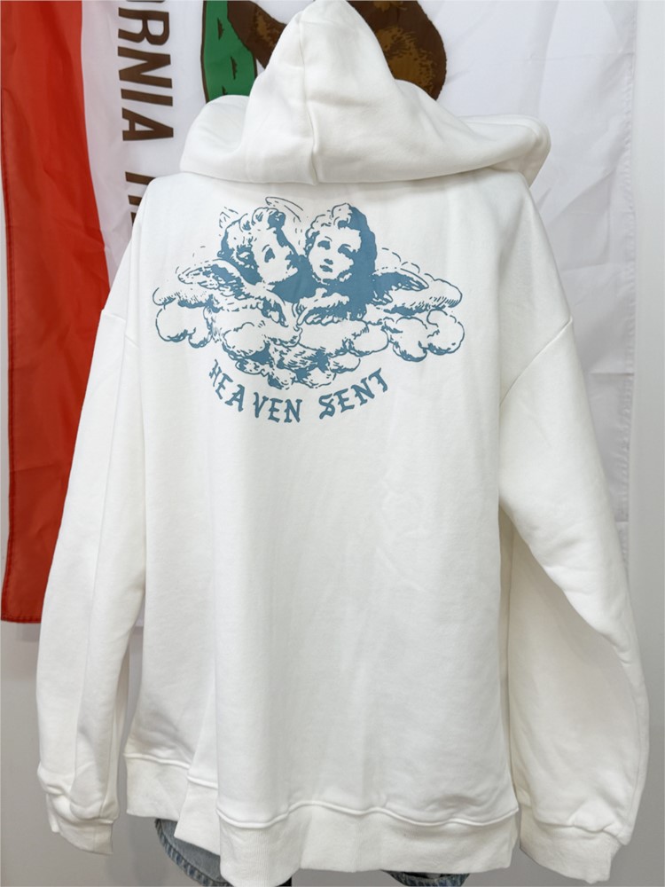 White Vintage Zip-up Hoodies W - Street Fashion Zip Up Hoodie ulasan dan harga
