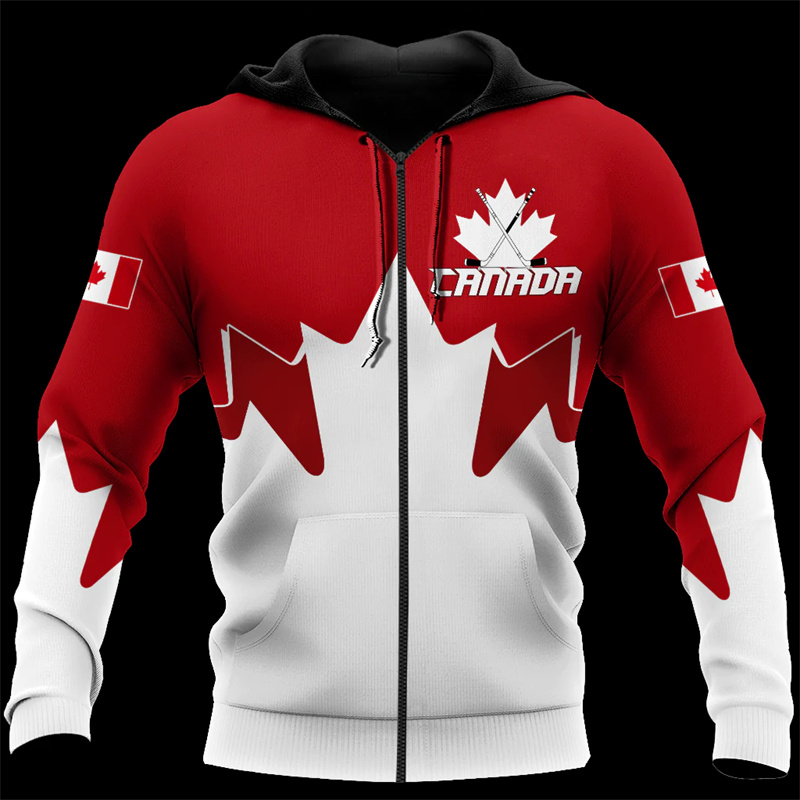 Canada 3d All Over Printed Map - Street Fashion Zip Up Hoodie ulasan dan harga