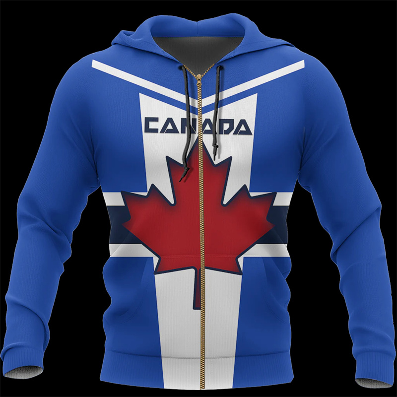Canada 3d All Over Printed Map - Street Fashion Zip Up Hoodie ulasan dan harga