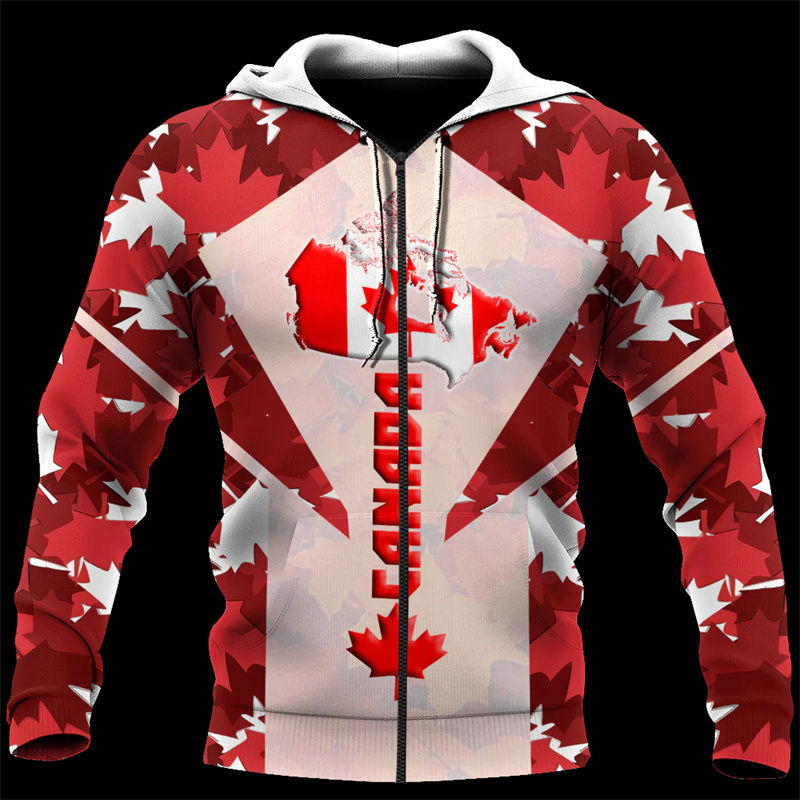 Canada 3d All Over Printed Map - Street Fashion Zip Up Hoodie ulasan dan harga