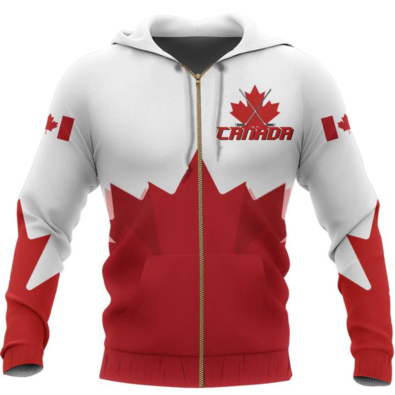 Canada 3d All Over Printed Map - Street Fashion Zip Up Hoodie ulasan dan harga