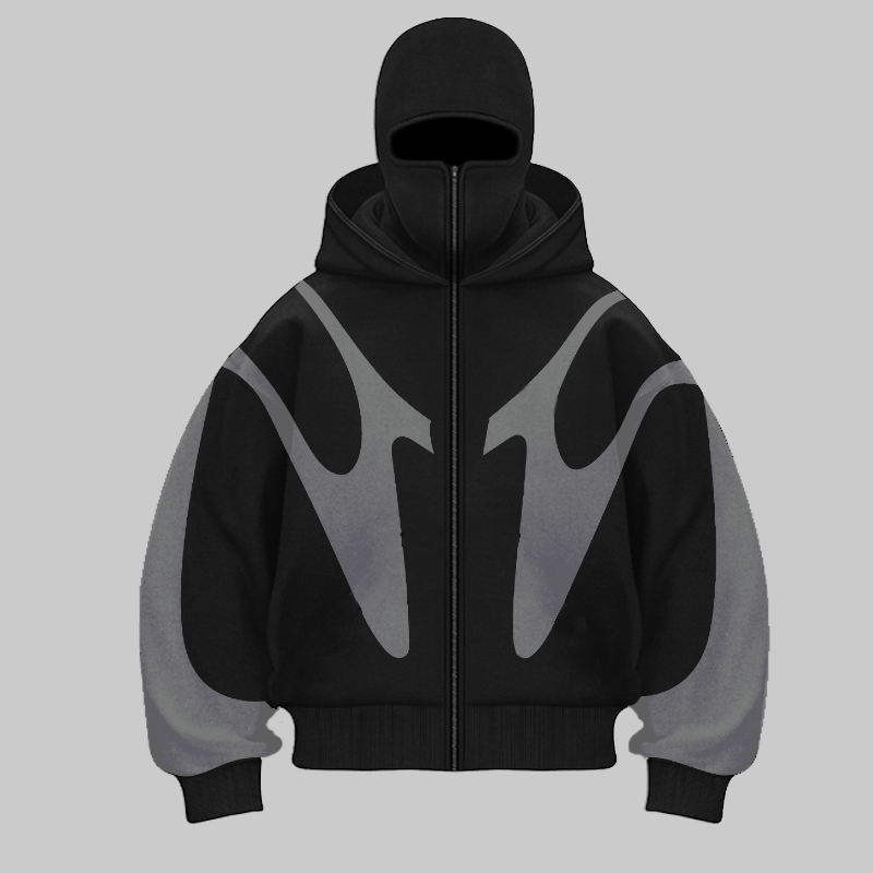 Retro Printed Devil Pattern Do - Street Fashion Zip Up Hoodie ulasan dan harga
