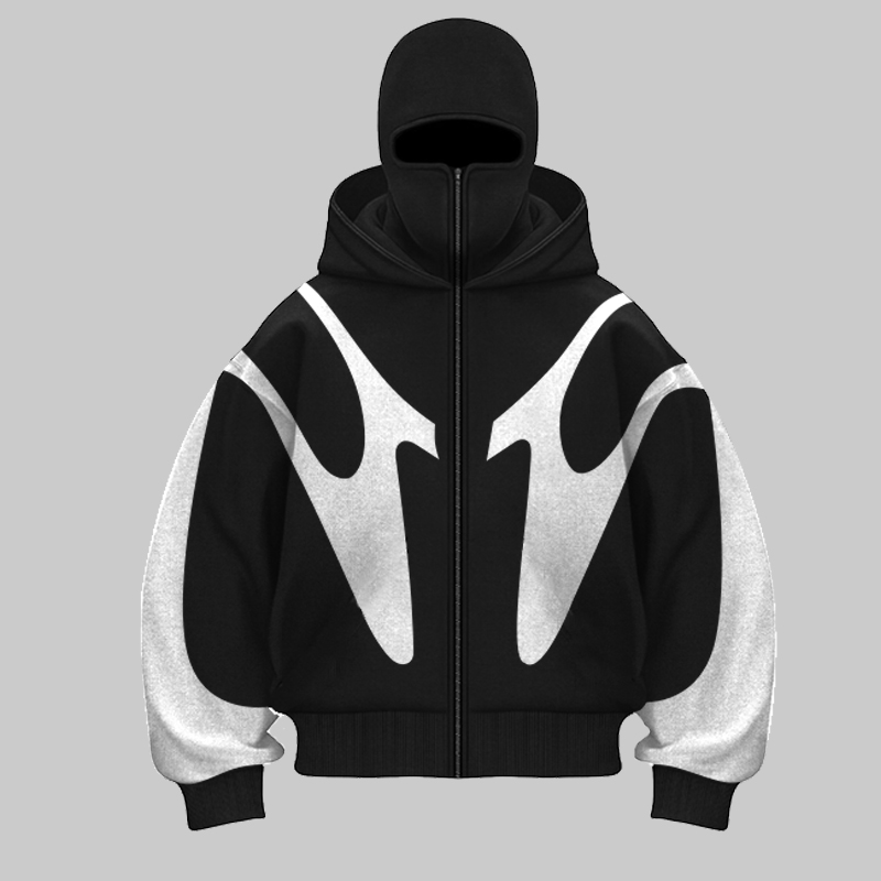 Retro Printed Devil Pattern Do - Street Fashion Zip Up Hoodie ulasan dan harga