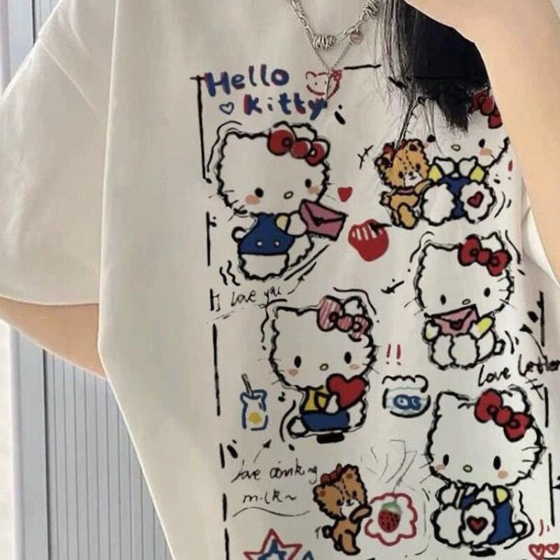 Short-Sleeved Summer Hello Kit - Street Fashion Jersey ulasan dan harga